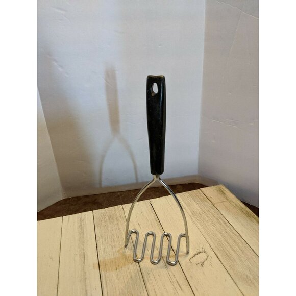 Vintage EKCO #7 Potato Vegetable Masher Black Handle Utensil 9" - Picture 4 of 6
